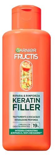 Garnier Fructis, Trattamento con Risciacquo, Per Tutti i Capelli Danneggiati, Riparazione Profonda, Per Capelli Più Forti, Con Olio di Marula e Cheratina, Keratin Filler, Ripara&Rinforza, 200 ml