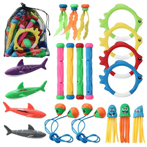 HAOYULUO 32 Stück Tauchspielzeug für Kinder,Kinder Tauchspielzeug Set,Für Unterwasserspiele und Poolpartys für Kinder,Tauchen Spielzeug Unterwasser für 4-12 Jahren