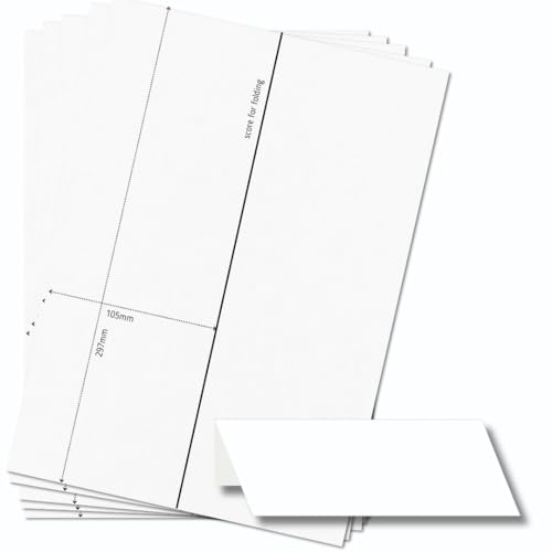 OfficeGear Extra Wide Tent Cards 1-up [25 Sheets - 25 Pack] 105x297mm Printable A4 190gsm Scored Folding Table Top Name Place Cards for Hotels Weddings Conference Events Incl Design Template