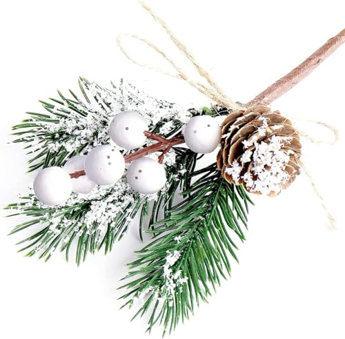 10 Stück Künstliche Weiße Stechpalmen Beeren 15cm Weihnachtsbeeren Kleine Künstliche Tannenzweige mit Weiße Beeren Künstliche Beerenzweige DIY Weihnachtsgirlande weihnachtsbaum deko (Weiße-10pcs)