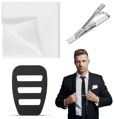 FSWWSF Einstecktuch Weiss Einstecktuch Herren Set EinstecktüCher Mit Taschentuch Fester Clip und Herren Krawattennadel FüR GeschäFtstreffen Und Hochzeit Und Party