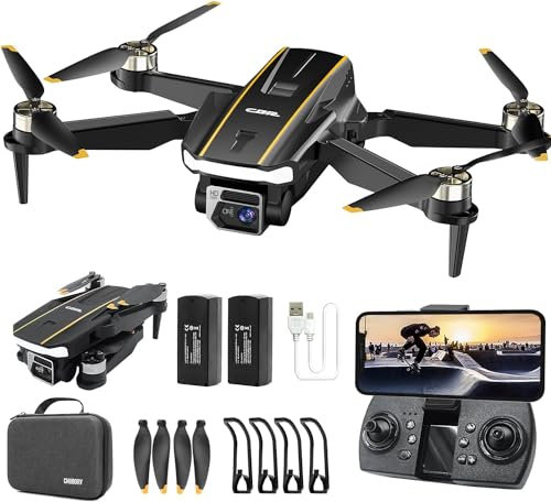 Enduring Brushless Motor Drone with Camera for Beginners, CHUBORY A68 WiFi Quadcopter with 2K HD Camera, Auto Hover, 3D Flips, Headless Mode, Trajectory Flight, 2 Batteries, Carrying Case