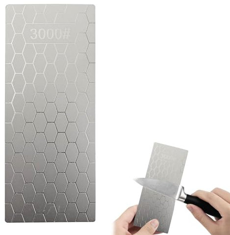 Pietra Affilatura, Affilacoltelli, Pietra per Affilare Diamante, 3000 Grana, Base Antiscivolo, Modello a Nido d'ape, per Coltelli da Cucina