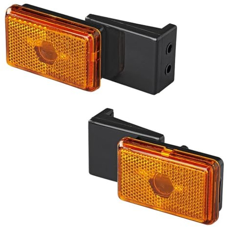 MULTIBROS Lot de 2 feux de position latéraux orange 110 x 45 x 51 mm – 12 V avec ampoule navette C5W – Certifié E – Feu de gabarit pour remorque, remorque, caravane, camion