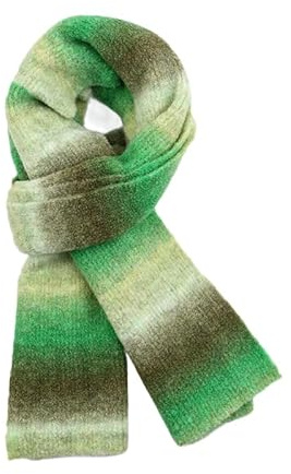 Kashmirscarf， 180 * 30 cm blå/grön regnbågsrandig ullhalsduk söt vinterhalsduk(Green)