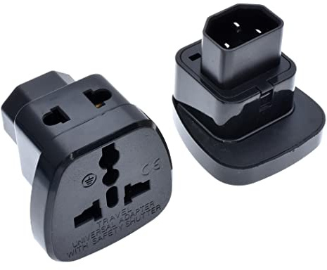 Toptekits IEC C14 to Universal Female AU US UK EU C13 Safe Socket Power Converters AC Plug with Safety Shutter,Universal Computer Power Adapter,International to C14 Electrical Adapters,1-Pack