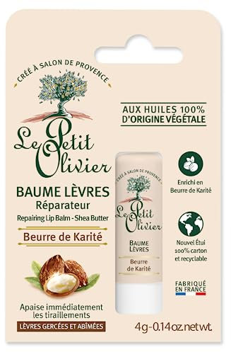LE PETIT OLIVIER - Baume Lèvres Réparateur - Beurre De Karité - Répare & Apaise - Lèvres Gercées Et Abîmées - Huiles 100% D'Origine Végétale - Fabriqué en France - 4 g