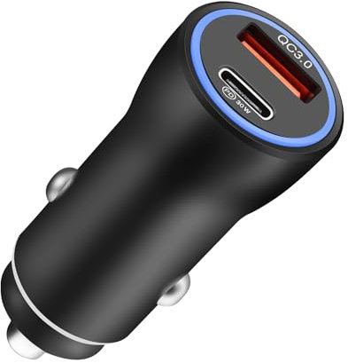 Hoppac Zigarettenanzünder USB C,PD 30W+QC3.0 Kfz Ladegerät USB C,Mini USB Zigarettenanzünder Adapter,Auto Ladegerät USB C Für Schnelles Aufladen,12V USB Adapter Auto Kompatibel Mit Der iphone 15-Serie