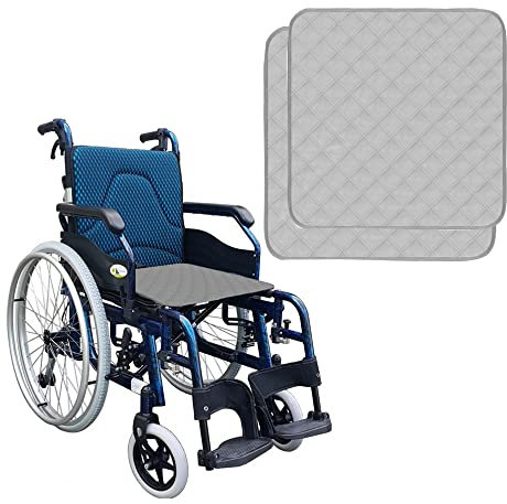 RIQINXIN 2Pcs Quilted Incontinence Chair Pads Washable Adults Incontinence Seat Pads For Furniture Elderly 21x22in Grey