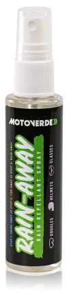 Motoverde Rain-Away, 75ml - Rain repellent for motorcycle helmet, motorcycle visor, goggles, glasses and windscreens - water beading, water repellant, clear vision