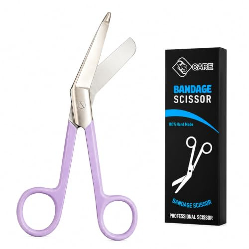 YSCARE Bandage Scissors Stainless Steel First Aid Utility First Aid Lister Bandage Scissors Dressing Student Nurse Paramedic (Purple, 6,5)