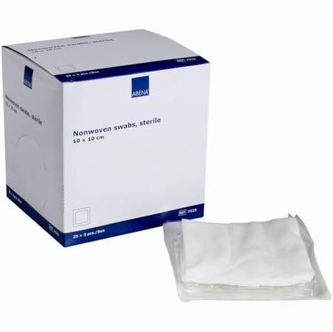 ABENA Kompressen 125 Stück, nicht gewebt, STERIL ULTRASOFT Wundauflagen, 4-lagig, 10 x 10 cm, Mullkompressen, verpackt 5 Stück