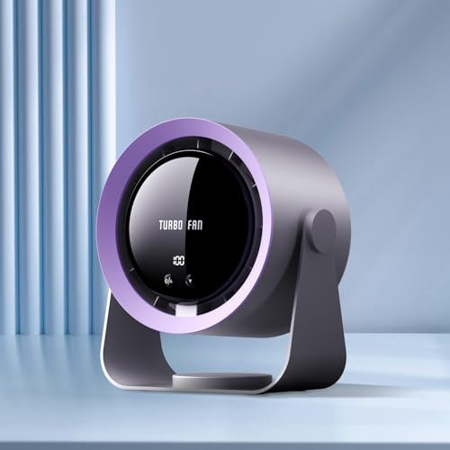 Refluxe Ventilateur de table rechargeable USB, batterie 5400 mAh, écran LED, 100 vitesses réglables et inclinaison manuelle 90°, puissant pour bureau et chambre