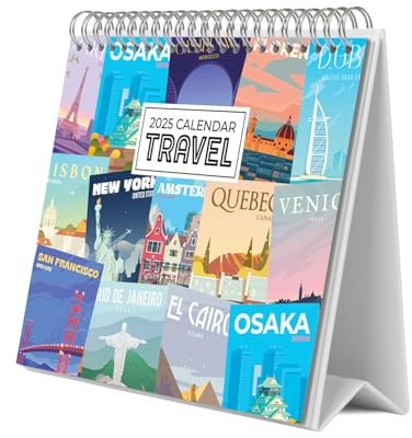 Grupo Erik Kalender 2025 Tischkalender Travel Reisen Kalender 2025 Familienplaner Tischkalender 2025 zum Aufstellen 20 x 17 cm Jahreskalender 2025