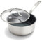 GreenPan Treviso Stielkasserolle aus Edelstahl mit Deckel, gesunde Keramik-Antihaftbeschichtung, PFOA-frei, PFAS-frei, Induktion, spülmaschinenfest, ofenfest, gleichmäßiges Erhitzen, Silber