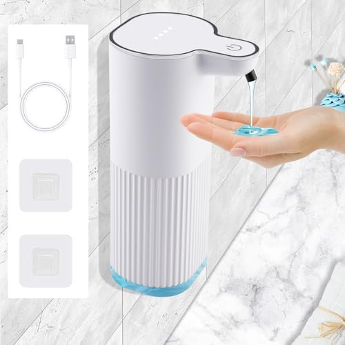 Dispenser Sapone Automatico, Behire 360 ML USB Ricaricabile Dosatore Sapone Liquido, Dispenser Sapone Muro con Sensore,Montaggio a Parete Dispenser Sapone per Cucine Bagni Scuole Hotel