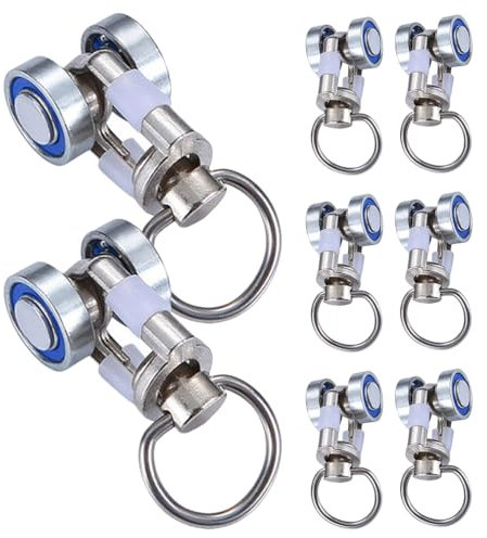 VOSAREA 8 Stück Vorhangschiene Rollen Metall Gardinenschiene Schienen Rolle Vorhang Track Roller Vorhangschienen Gleiten mit 2 Rädern Geräuschlose Umlenkrolle Vorhang Zubehör