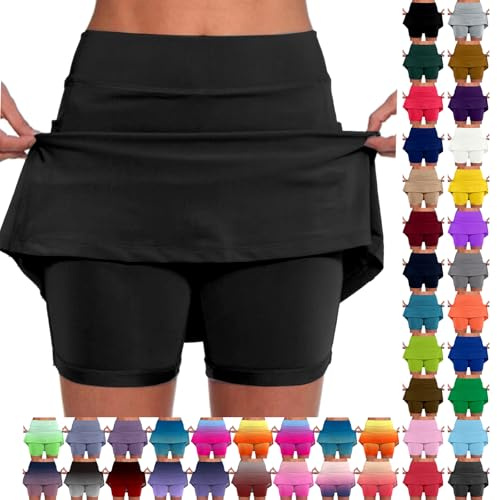 Summer Saver Bekleidung Damen Sale Rock Mit Hose Drunter Kurz 2 In 1 Shorts Rock Farbverlauf Druck Tennis Rock Mit Short Integriert Sportrock Tennisrock Sommer Must Haves Damen Angebote Klamotten