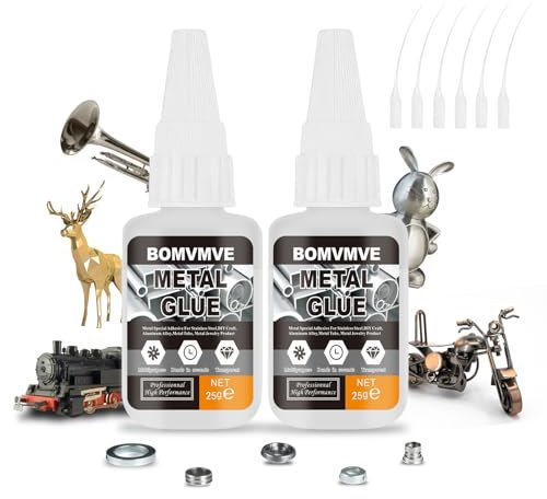 BOMVMVE Pegamento Metal, Pegamento para Metal, Adecuado para Acero Inoxidable, Aluminio, Bisutería y Manualidades, Secado Rápido, Transparente, Alta Adherencia