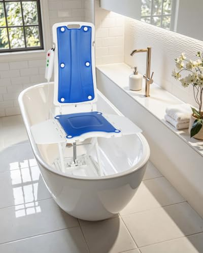 Electric Bath Lift Chair, IP68 Waterproof Bath Lift Chair For Tub, Floor Chair Lift Assist Devices For Seniors & Disabled, FLYCITY Elderly Assistance Products, Raises Up to 20 | Support Up to 300 LBS