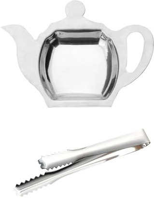 1 Pieza De Plato De Bolsita De Té De Acero Inoxidable Y 1 Pieza De Clip, Plato Decorativo Creativo, Accesorios Para Juegos De Té, Suministros De Cocina.