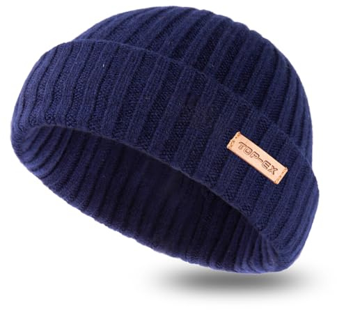 PolarWool™ 100% lana merino L/XL/XXL cappello Troyer berretto Watch Cap monostrato 3 stili caldo berretto invernale a maglia uomo donna, Blu mare, XL/XXL