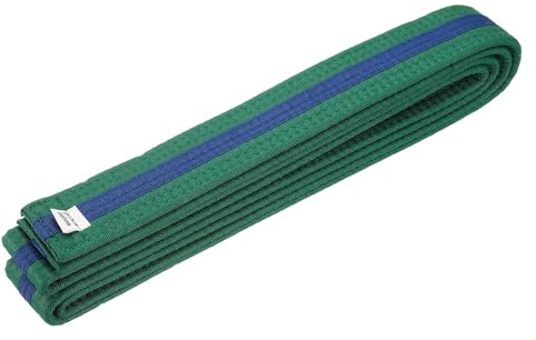 YELARXI Karate Belt, Martial Arts Ranking Belt Solid Cotton Double-Layered Core Long Soft Uniform Training Equipment Fitting for (Taekwondo/Karate/Judo/BJJ/Competition) 5.9 ft & Green/Blue