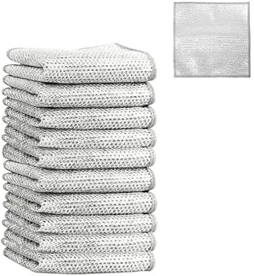 LifgWas 10 Paños para Platos Paños Multiusos De Alambre Paños De Cocina Metálicos Doble Capa Paños De Limpieza Reutilizables Trapo De Alambre De Acero para Ollas, Estufas,20x20 Cm