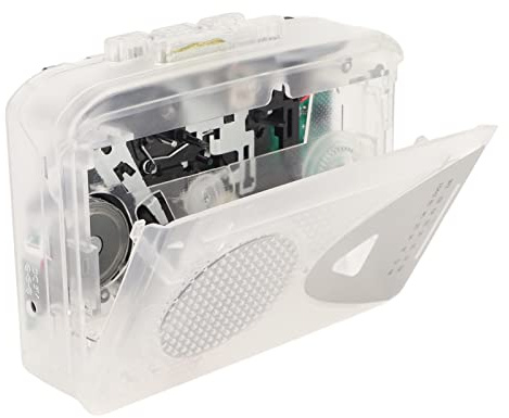 Diyeeni Bärbar Kassettspelare AM FM-radio, Kassettbandspelare med 3,5 Mm-uttag, Konvertera Kassetter Till USB & SD, Inbyggda Högtalare, Batteridriven eller USB-driven (Transparent)