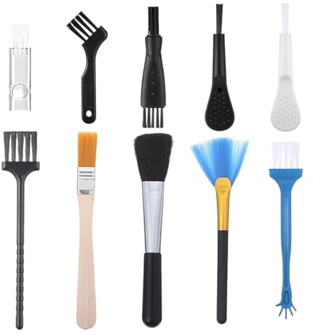 LQUYTA 10 Pièces Kit Nettoyage PC Anti Statique ESD Brosse Nylon Ordinateur Nettoyage Set Plastique Poignée 10 in 1 Adapté Pour Clavier Ordinateur Portable PCB Carte Mère PC (Noir)