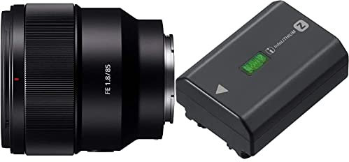 Sony SEL-85F18 Portrait Lens Fixed Focal 85mm F1.8 Full Frame Suitable for A7, ZV-E10, A6000 and Nex Series, E-Mount) Black & NPFZ100.CE Z Series Rechargeable Battery Pack - Black