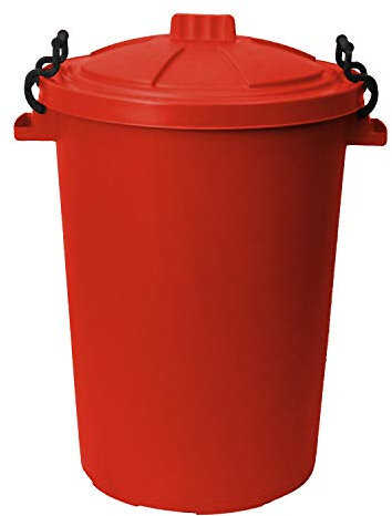 50L 50 Litre Heavy Duty Plastic Clip Lock Lid Bin - RED, Single Bin - for Indoor or Outdoor Use for Collection of Rubbish, Waste or Storage of Animal Feed.