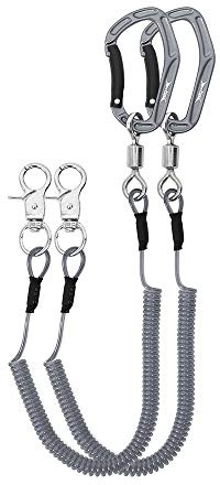 HERCULES pescacanna da pesca, kayak, guinzaglio per canne, resistente, pinze, canottaggio, pagaie, kayak (confezione da 2 pezzi, colore: grigio, 15 cm)