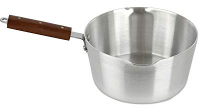 Professional Chef's Stainless Steel Milk Pan 17cm with Heavy Gauge Wooden Handle 1.5L Capacity