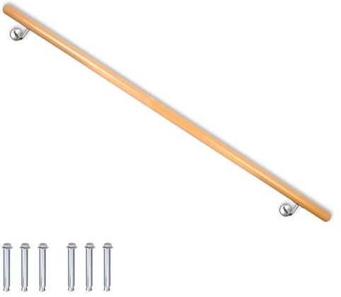 Buche Holz Handlauf Treppengeländer Geländer für Treppe Wandhandlauf Wand seitliche Montage Auswahl Länge 80-500 cm, Länge:120 cm