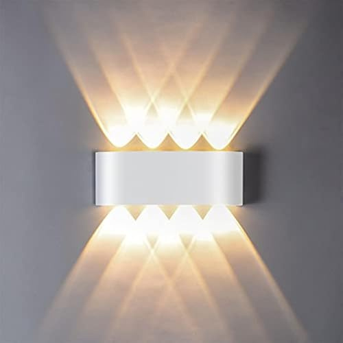 ZIKEY 8 W LED-vägglampa, varm vit 3 000 K, vattentät upp-down-lampa, aluminium LED-spotlight nattlampa, inomhus- och utomhusbelysningsarmatur