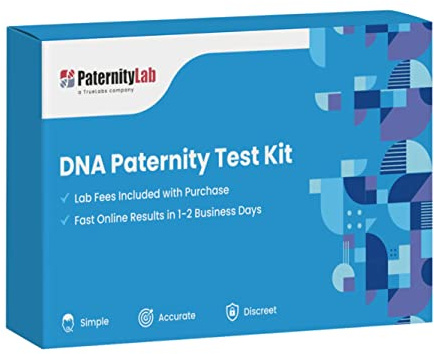 PaternityLab DNA Paternity Test Kit- Lab Fees & Shipping Included - Results in 1-2 Business Days - at Home Collection Kit for 1 Child + 1 Alleged Father