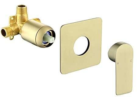 Shower Valves Wall Mount Shower Faucet Rough-In Valve Bathroom Trim Kit Single Handle Tub Shower Valve Mixer Brushed Gold