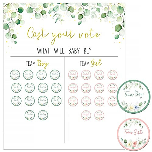 Set Poster Gender Reveal Party+60pz Adesivi Etichette Boy or Girl Baby Shower Idee Giochi Gender Reveal Rivelazione Genere Decorazione Festa Baby Shower Gender Reveal