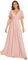 Ever-Pretty Robes de Demoiselle d'honneur Longue Mousseline Appliqué Manches Fluides Taille Empire Rose 36