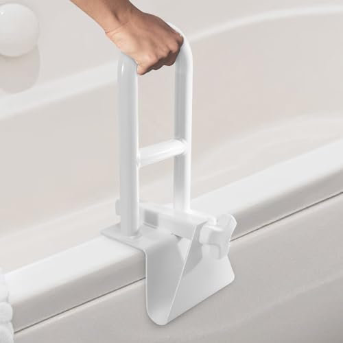Badewannen Einstiegshilfe für Senioren,Badewannengriff(Badewanne Mit Glatten Rändern, ≥ 8 cm),Haltegriff Badewanne Mit Verstellbarer Breite,Belastbarkeit Bis 136 kg,Einstiegshilfe Badewanne,Weiß