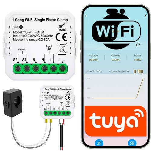 Sone Smart One – WLAN Smart Meter Stromzähler 240V 80A – Kompakter Energiezähler für DIN/Hutschiene – App-Steuerung mit Tuya Smart Life – Stromverbrauch messen & überwachen