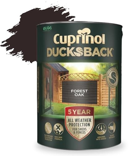 AOC24 5L Ducksback Paint - Garden Wood Treatment for Sheds, Fences & Furniture - Quick Dry Exterior Paint - Weatherproof Protection - Non-Drip, Low VOC - 10m²/L Coverage (Forest Oak, 5L)