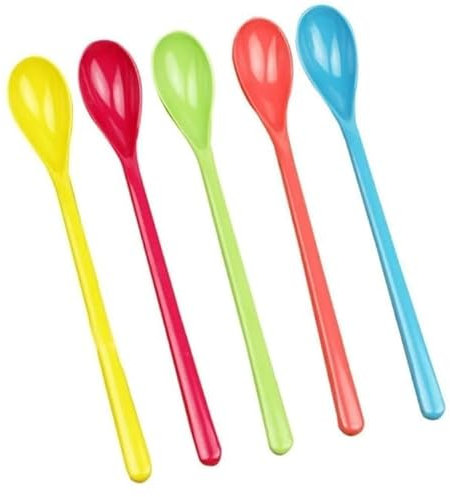 Set di 6 Cucchiai in Plastica Colorata con Manico LungoCucchiai da Caffè, Cucchiai da Uova ，19 cm ，Facili da Pulire, Versatili Le superfici lisce del cucchiaio facilitano la pulizia