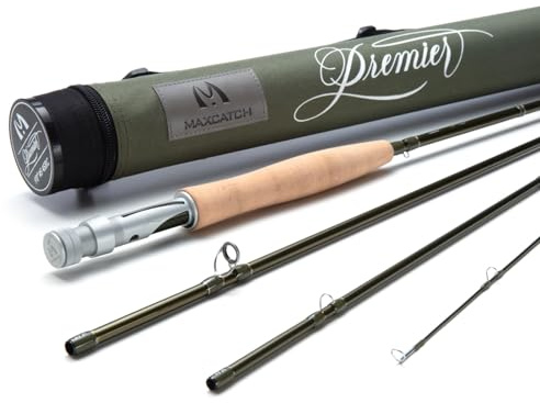 Maximumcatch Premier X Fliegenrute, IM8 Graphit, MOD Fast Action, 3-12WT, mit Rutetasche (3wt 8'4'' 4 Teile)