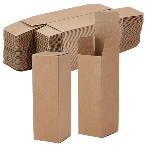 BENECREAT 50 caja de Regalo de Papel, Cajas de Cartón Rectangulares de 4.8x4.8x14.7cm para Regalos de Cumpleaños, Embalaje para Regalos de Fiesta Y San Valentín (Bronceado)