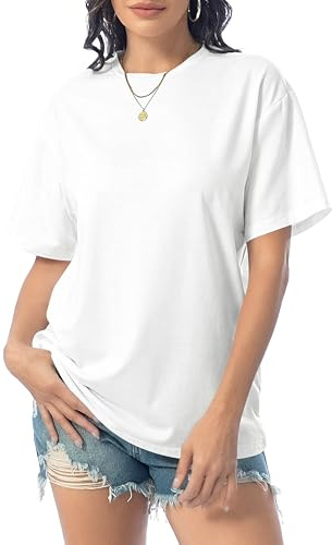 DUOEASE T Shirt Femme Manches Courtes Basiques Decontracte Haut Femme Col Rond Sexy Oversize Ete Tee Shirt