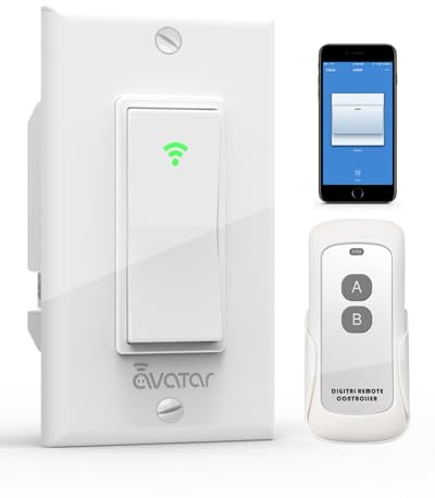 Smart Switch with App & Remote Control, Alexa Light Switch Single-Pole, 2.4GHz Wi-Fi Timer Wall Switch Compatible with Alexa Google Home, Neutral Wire Needed, No Hub Required