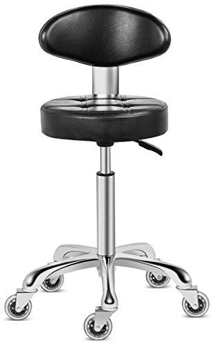 Kaleurrier Rolling Stool Chair with Smooth-rolling Dual-wheel casters,Comfortable Cushioned Backrest, Swivel Seat, Heavy Duty Hydraulic Height Adjustable,Sturdy and Durable