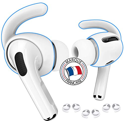 EarHooks Airpods Pro 1&2 Maintient Accrue et Protection Airpod pour Sport Oreille Couvertures de Crochets et Accesoires pour Apple air pod et Earpods Pro Casque écouteurs en Silicone (Blanc)